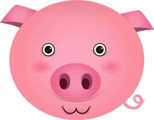 Cute pig head  illustartion