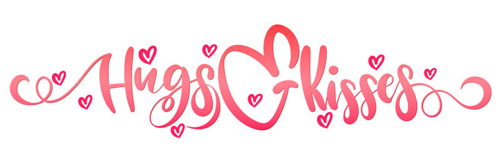 Hug and kisses pink text typography