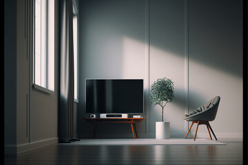 minimalist design living room japan style. Generative AI