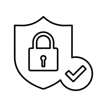 recommend clip art: Security, safety, lock outline icon. Line art vector.