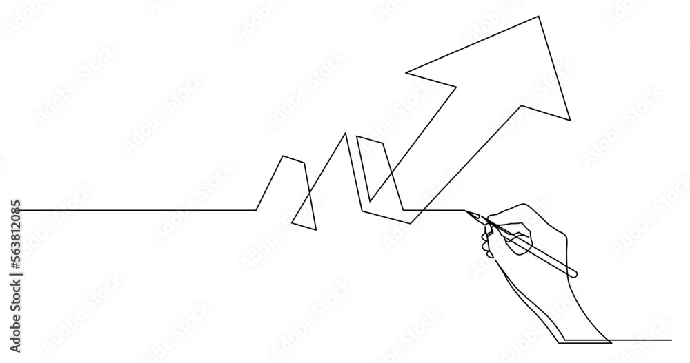 Poster continuous line drawing vector illustration with fully editable stroke of business concept sketch of