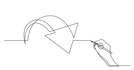 continuous line drawing vector illustration with FULLY EDITABLE STROKE of business concept sketch of arrow 3