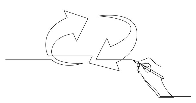 Sketch icon - recycle symbol. Recycle symbol icon in doodle sketch lines.  environment, go green. | CanStock