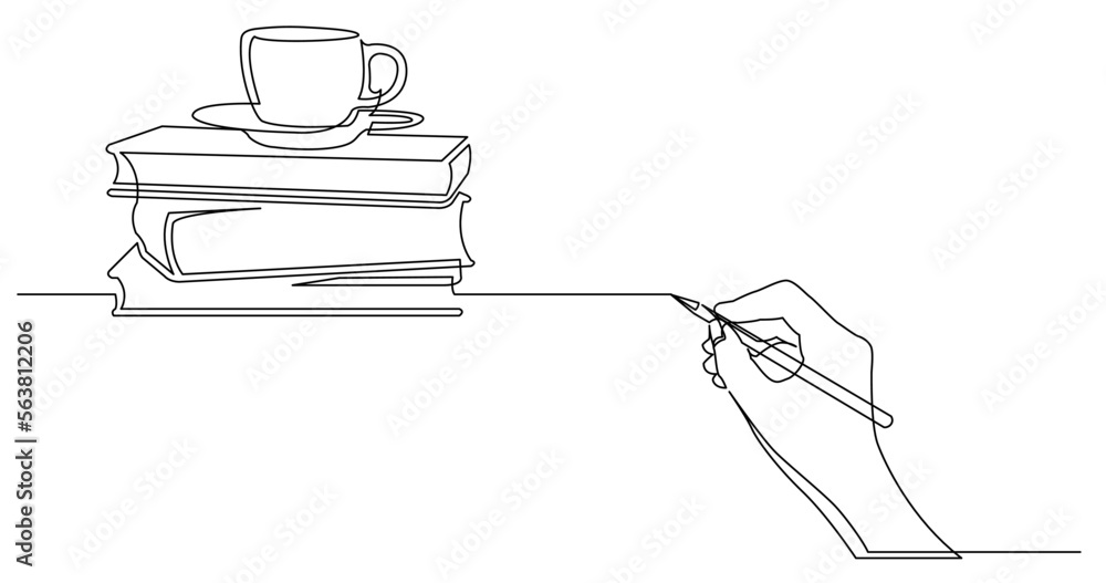 Poster continuous line drawing vector illustration with fully editable stroke of business concept sketch of