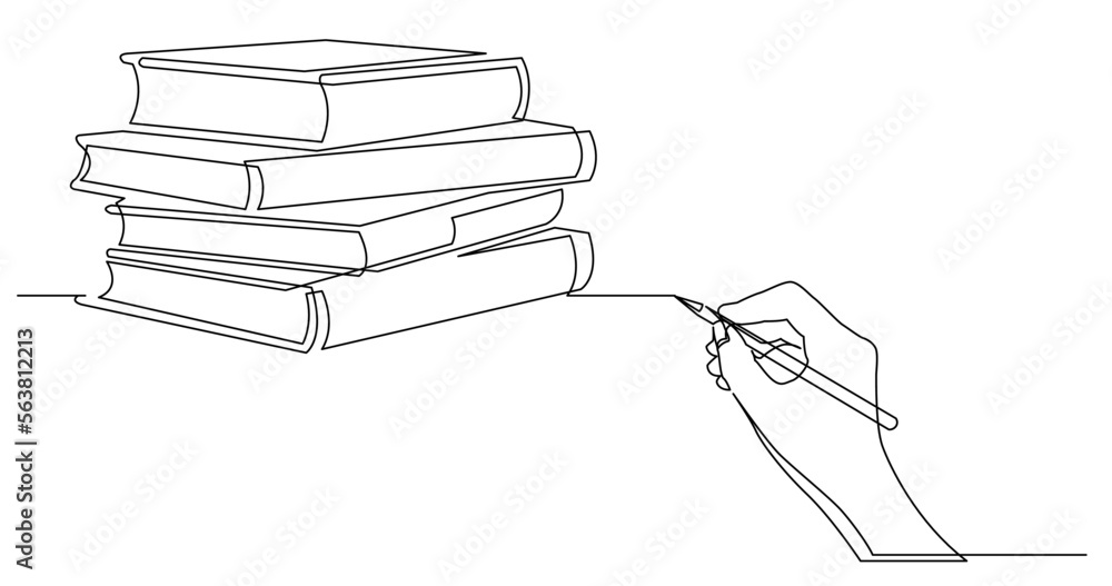 Poster continuous line drawing vector illustration with fully editable stroke of business concept sketch of