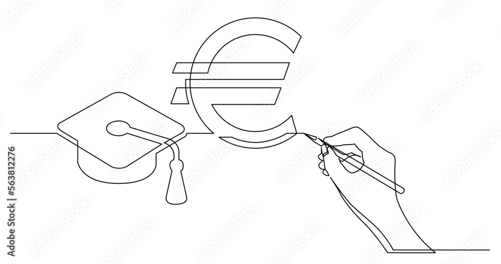 Poster continuous line drawing vector illustration with fully editable stroke of business concept sketch of