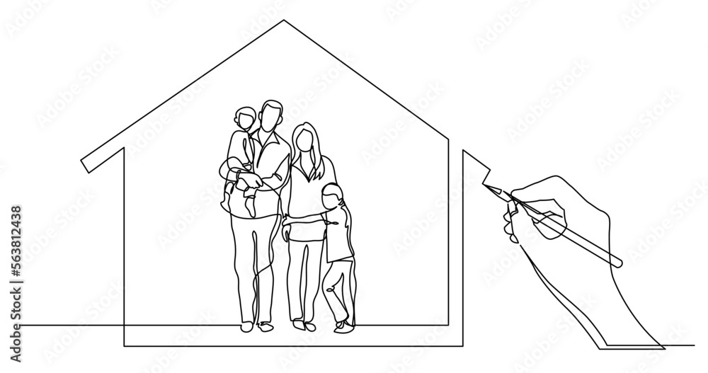Poster continuous line drawing vector illustration with fully editable stroke of business concept sketch of