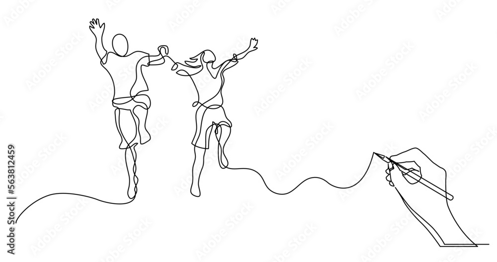 Poster continuous line drawing vector illustration with fully editable stroke of business concept sketch of