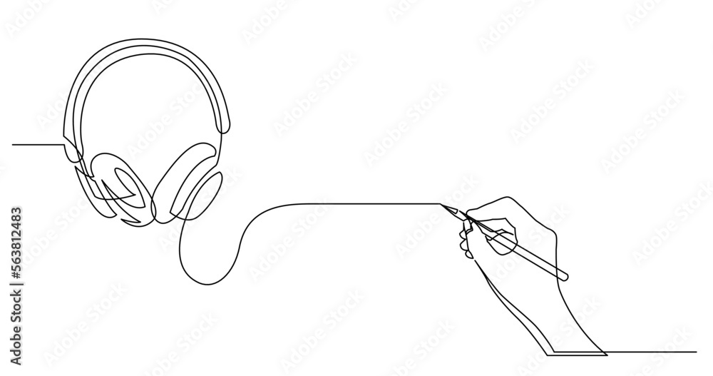 Poster continuous line drawing vector illustration with fully editable stroke of business concept sketch of