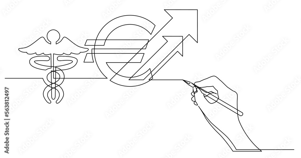 Poster continuous line drawing vector illustration with fully editable stroke of business concept sketch of