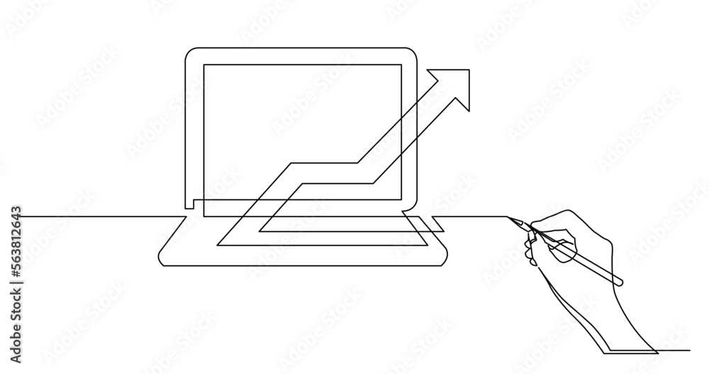 Poster continuous line drawing vector illustration with fully editable stroke of business concept sketch of