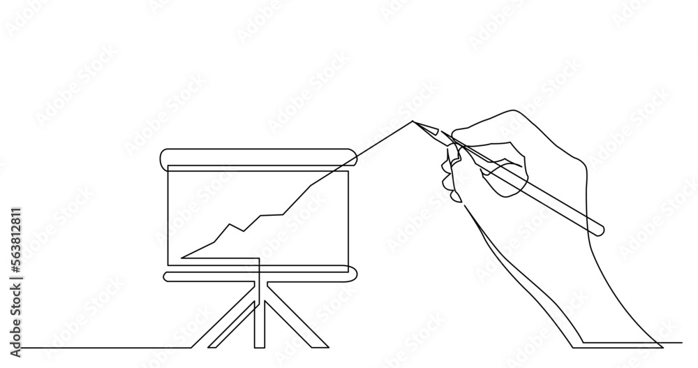 Poster continuous line drawing vector illustration with fully editable stroke of business concept sketch of