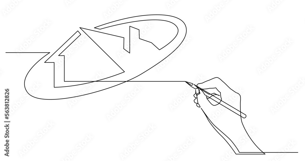 Poster continuous line drawing vector illustration with fully editable stroke of business concept sketch of