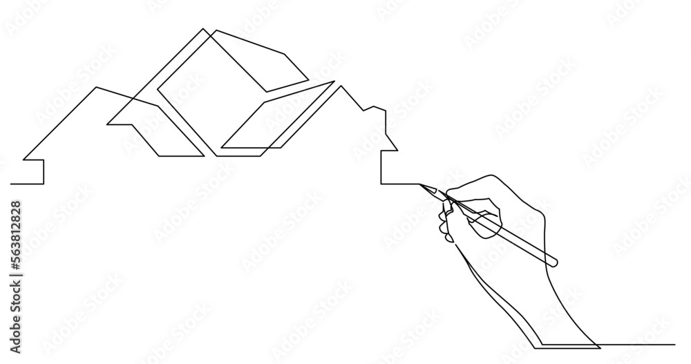 Poster continuous line drawing vector illustration with fully editable stroke of business concept sketch of