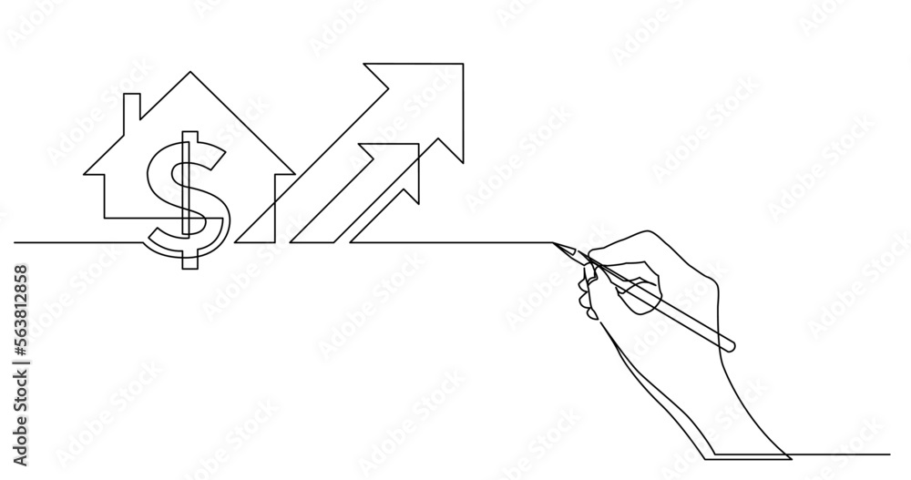 Poster continuous line drawing vector illustration with fully editable stroke of business concept sketch of