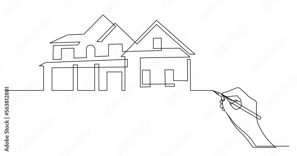 Poster continuous line drawing vector illustration with fully editable stroke of business concept sketch of