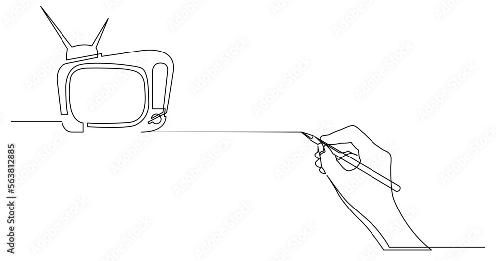 Poster continuous line drawing vector illustration with fully editable stroke of business concept sketch of