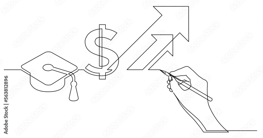 Aufkleber continuous line drawing vector illustration with fully editable stroke of business concept sketch of