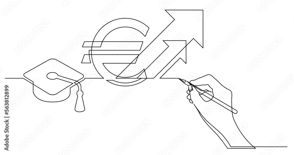Poster continuous line drawing vector illustration with fully editable stroke of business concept sketch of