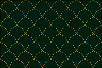 Naklejka premium Modern simple geometric vector seamless pattern with golden line texture on green background