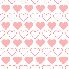 Simple valentine seamless pattern with hearts, happy Valentine's day