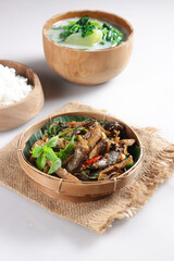 Tumis ikan pindang is  made from deep-fried tuna and then stir-fried with chilies.