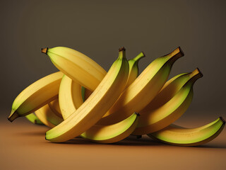 Closeup of a bundle of bananas. Generative AI