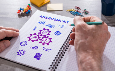 Assessment concept on a notepad