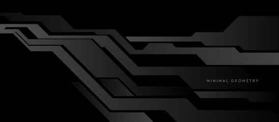 Black minimal technology abstract background. Futuristic vector design