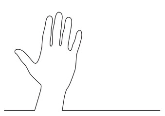 continuous line drawing vector illustration with FULLY EDITABLE STROKE of hand waving gesture