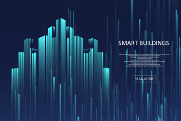 Smart building concept design for city illustration