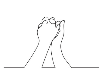 continuous line drawing vector illustration with FULLY EDITABLE STROKE of holding hands