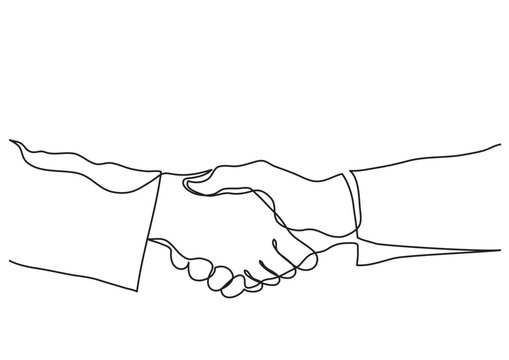 continuous line drawing vector illustration with FULLY EDITABLE STROKE of handshake