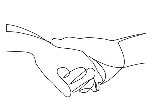continuous line drawing vector illustration with FULLY EDITABLE STROKE of holding hands together