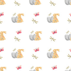 Happy easter seamless vector easter pattern. Perfect for decor, printing on fabric and paper.