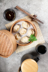 Kimchi Mandu is a Traditional Korean Dim Sum Street Food filled with kimchi.