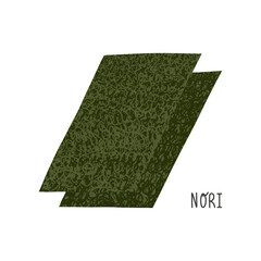 Dried nori seaweed sheets. Traditional asian cuisine ingredient. Vector illustration. © NatNat