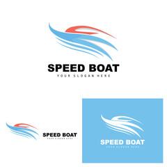 Fototapeta premium Cargo Ship Logo, Fast Cargo Ship Vector, Sailboat, Design For Ship Manufacturing Company, Waterway Sailing, Marine Vehicles, Transport, Logistics