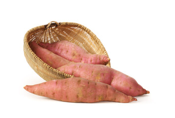 sweet potatoes on the white background