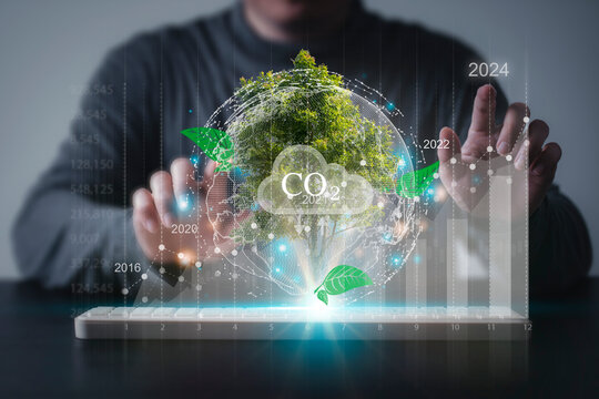 Energy consumption and CO2 emissions are increasing, Renewable energy based green businesses can limit climate change and global warming, reusing, renovating and recycling, Reduce CO2 emission concept
