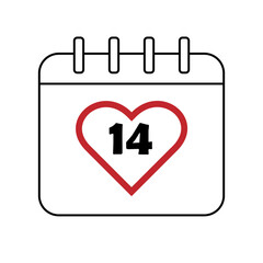 
Image of a calendar icon with the date February 14 - Valentine's Day highlighted