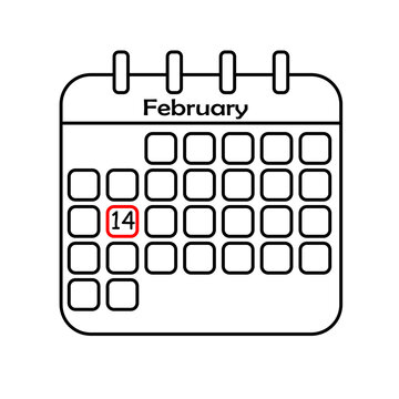 
Image of a calendar icon with the date February 14 - Valentine's Day highlighted