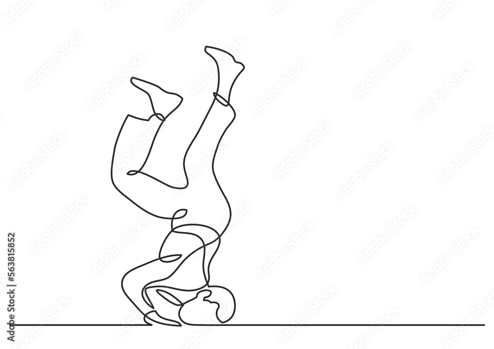 Poster continuous line drawing vector illustration with fully editable stroke of fallen man on the floor