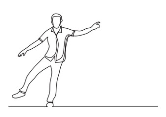 continuous line drawing vector illustration with FULLY EDITABLE STROKE of happy walking man
