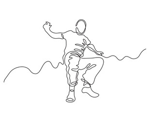 continuous line drawing vector illustration with FULLY EDITABLE STROKE of jumping guy