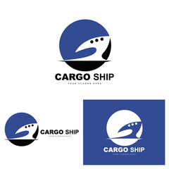 Cargo Ship Logo, Fast Cargo Ship Vector, Sailboat, Design For Ship Manufacturing Company, Waterway Sailing, Marine Vehicles, Transport, Logistics