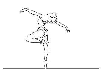 continuous line drawing vector illustration with FULLY EDITABLE STROKE of woman dancer