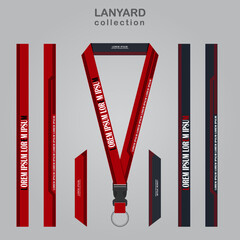 Black red and red black line lanyard templates set. for all company