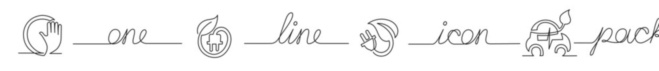 continuous line drawing vector illustration with FULLY EDITABLE STROKE of icon pack of clean energy