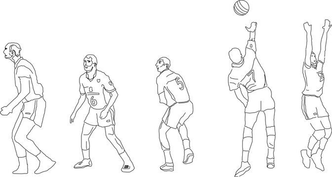 sketch vector illustration of a professional volleyball player in action
